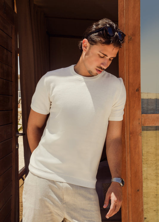 PREMIUM KNITTED TEE - WHITE