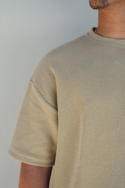 OVERSIZED TEXTURED TEE - OLIVE