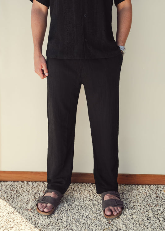 LINEN PANTS - BLACK