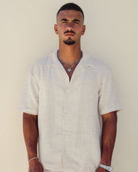 TEXTURED LINEN SHIRT - BEIGE