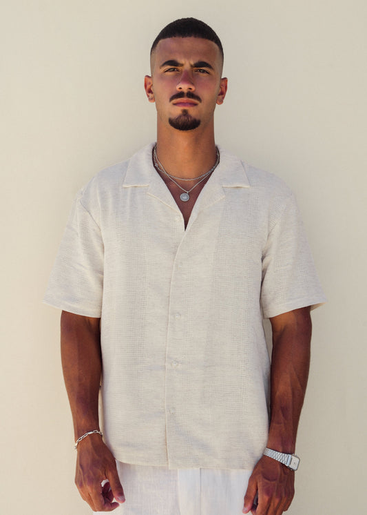 TEXTURED LINEN SHIRT - BEIGE