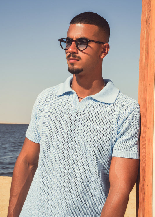 LEGACY KNITTED POLO - SKY BLUE