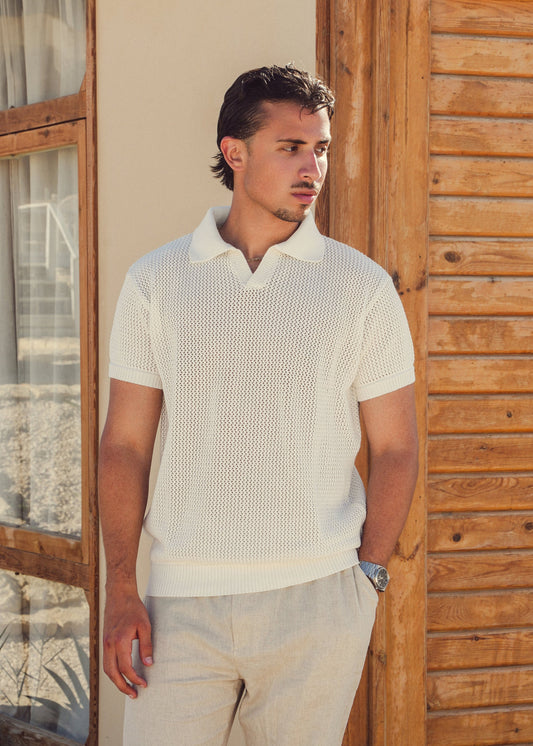 LEGACY KNITTED POLO - WHITE