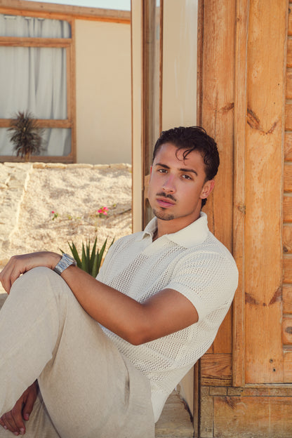 LEGACY KNITTED POLO - WHITE
