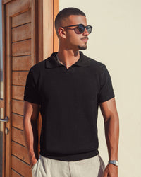 LEGACY KNITTED POLO - BLACK