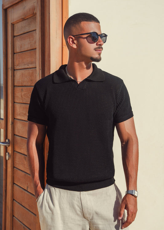 LEGACY KNITTED POLO - BLACK