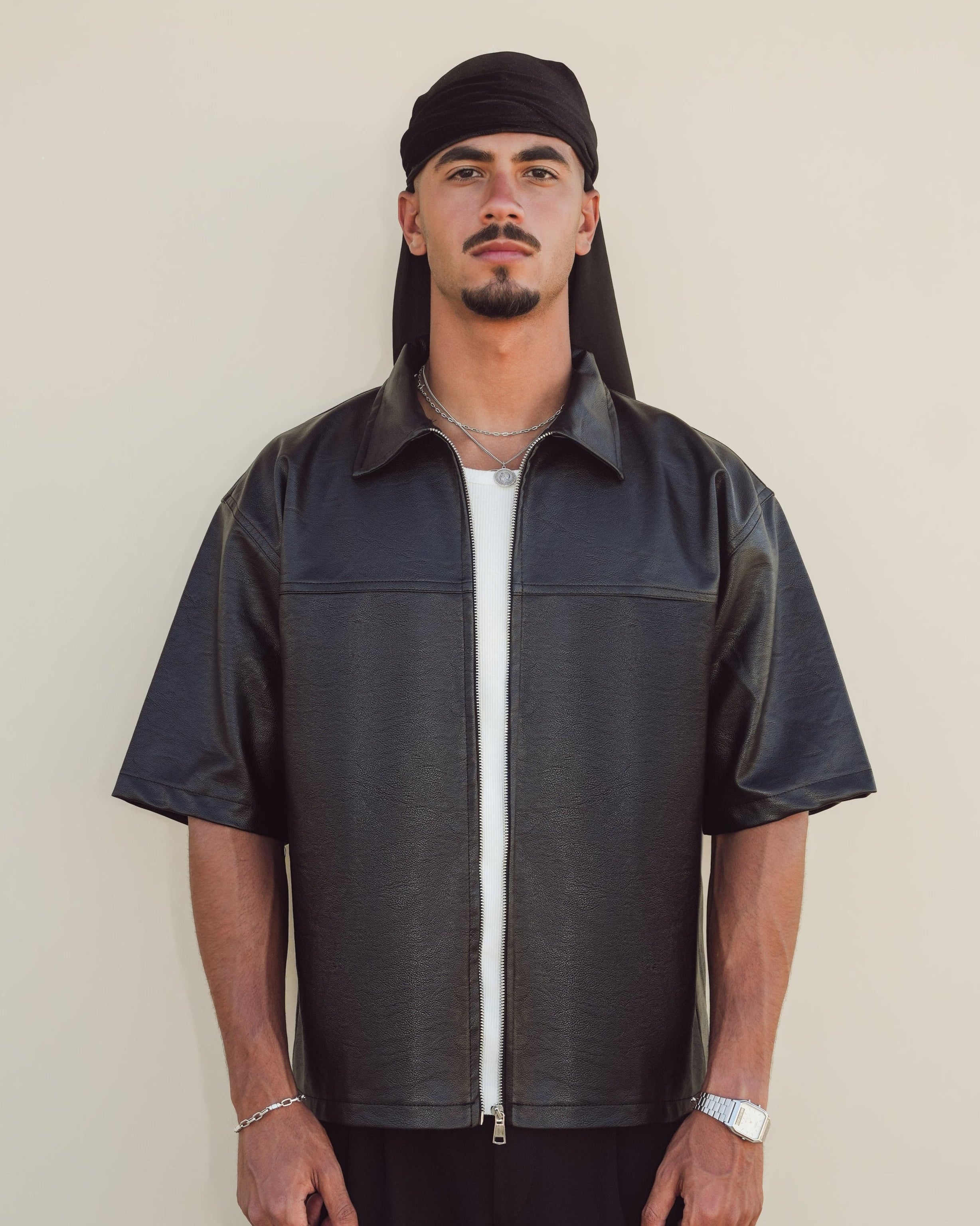 LIGHTWEIGHT LEATHER OVERSHIRT