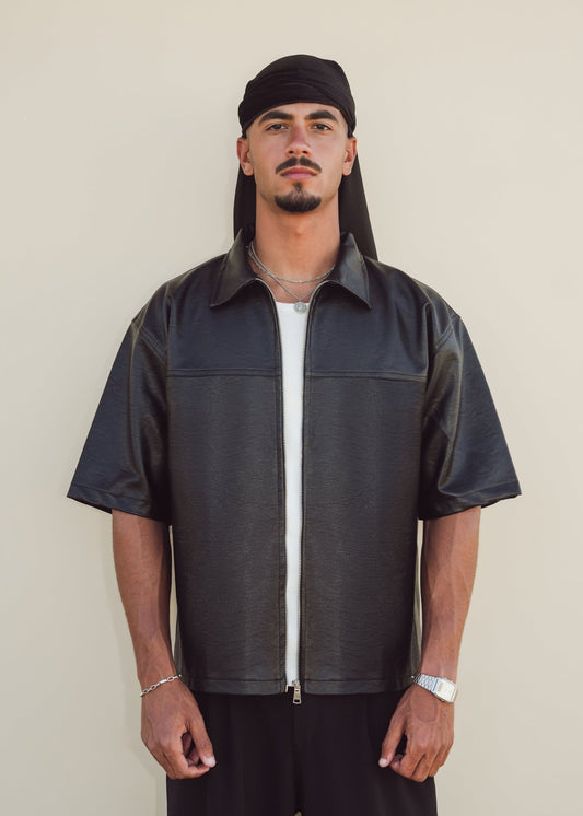 LIGHTWEIGHT LEATHER OVERSHIRT