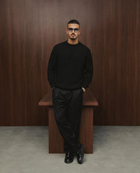 PURL KNIT CREWNECK - BLACK