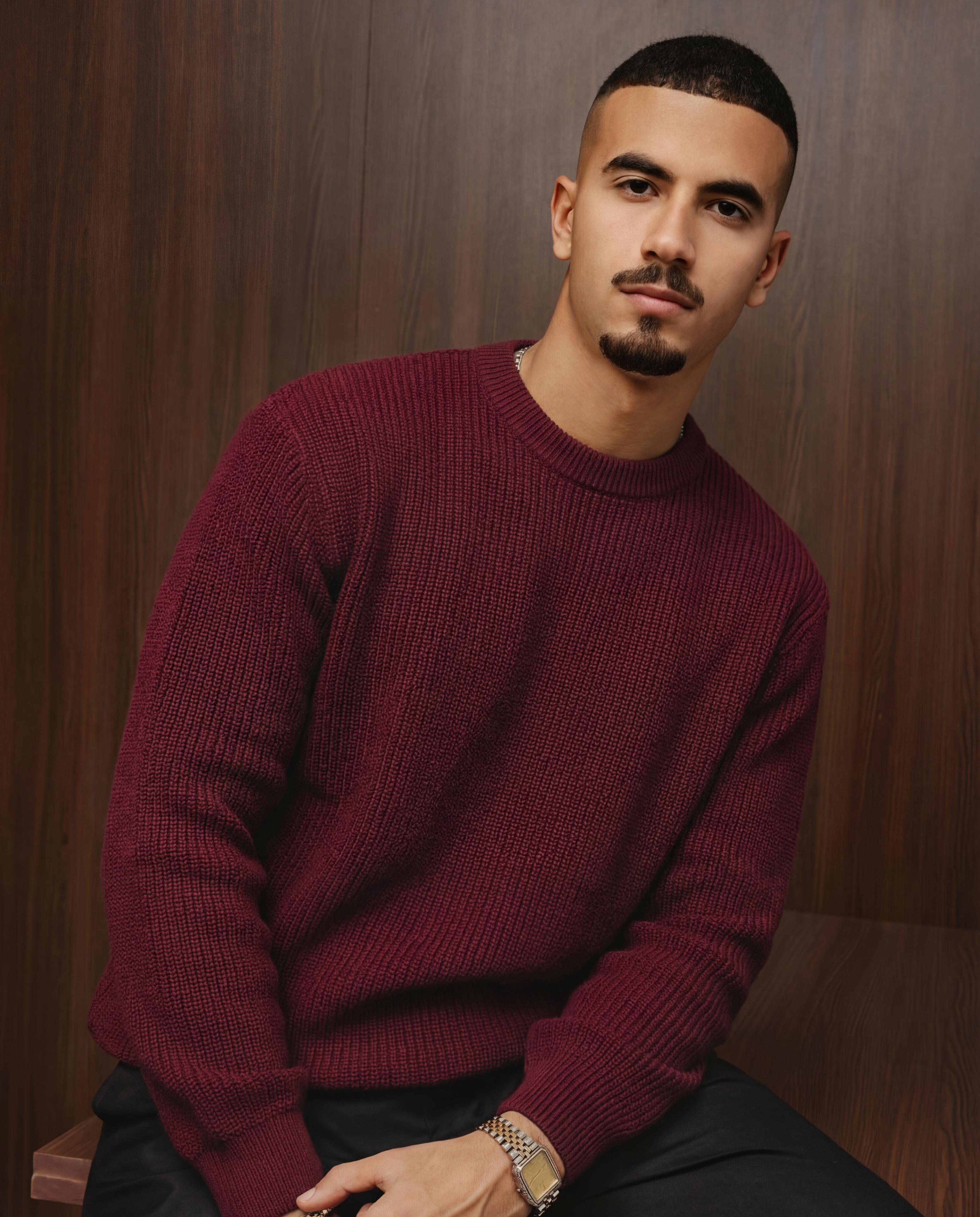 PURL KNIT CREWNECK - BURGUNDY