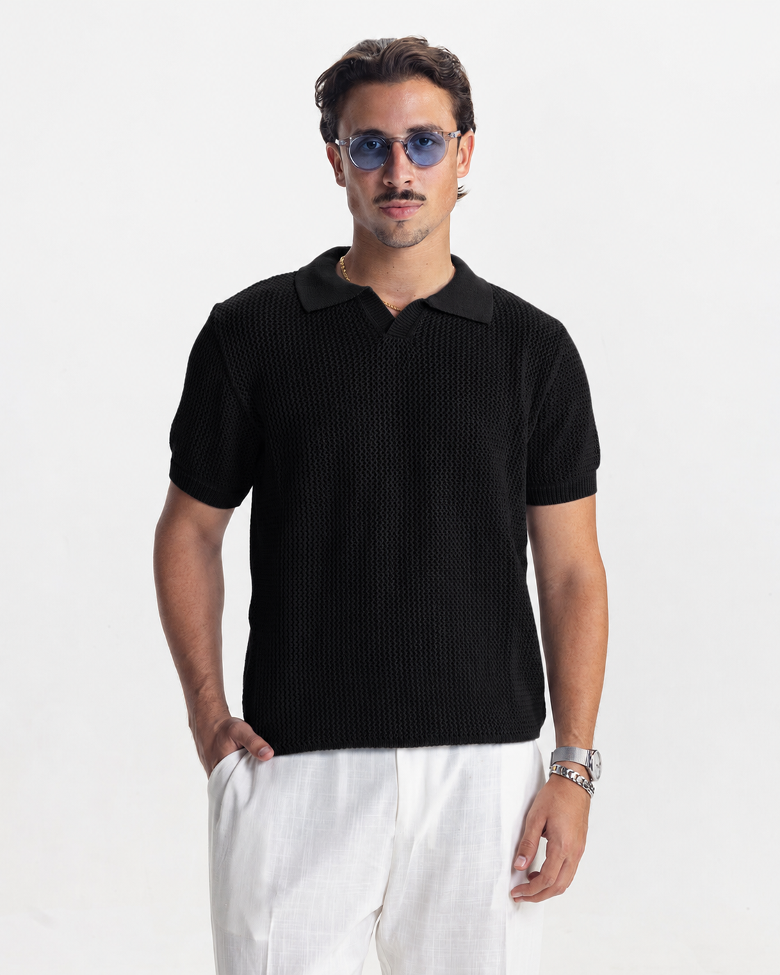 LEGACY KNITTED POLO - BLACK