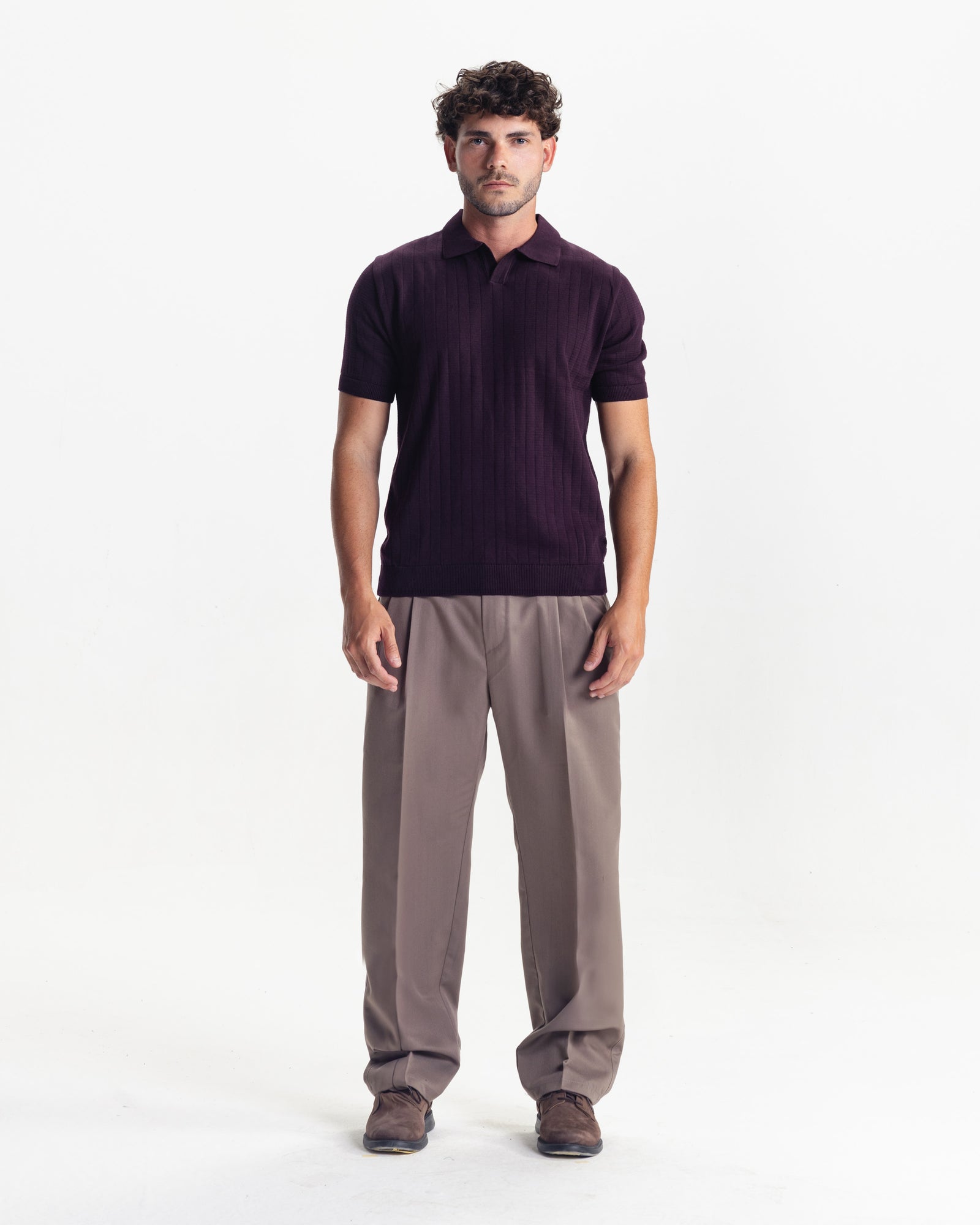 MILANO KNIT POLO - BURGUNDY