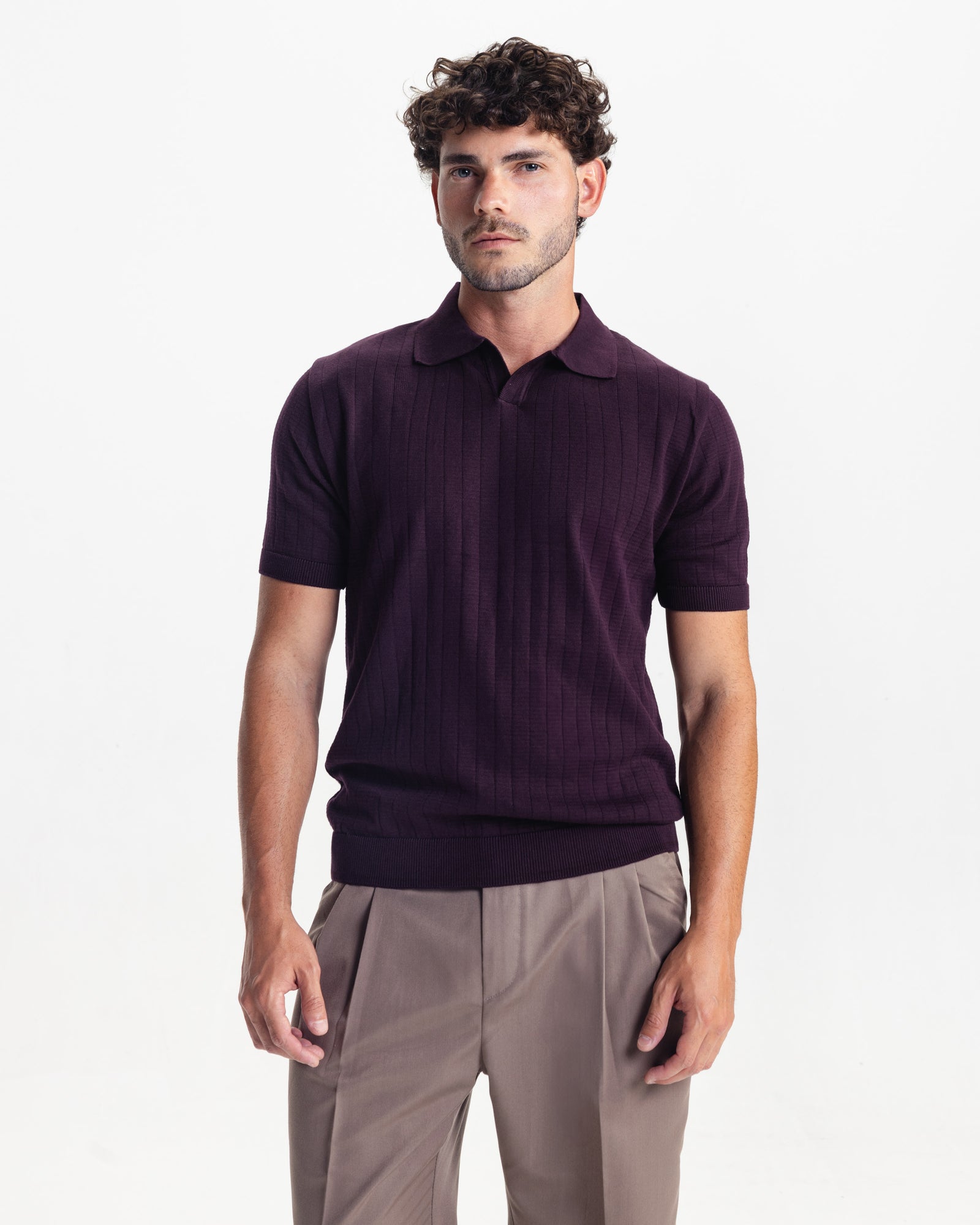 MILANO KNIT POLO - BURGUNDY