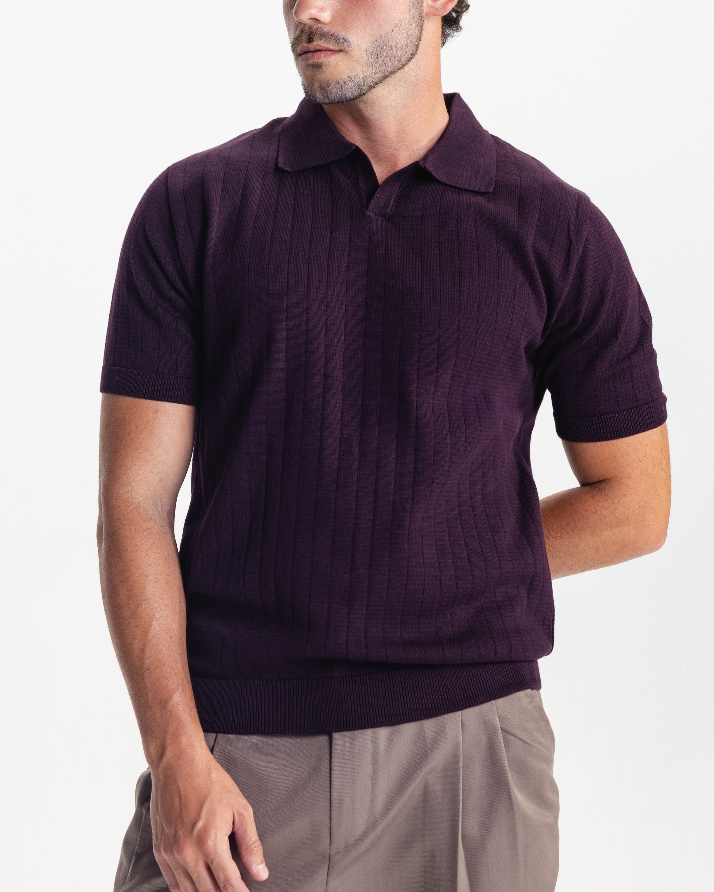 24AW ULTERIOR MILANO RIB KNIT POLO 721P♪ MILANO KNIT POLO - BURGUNDY
