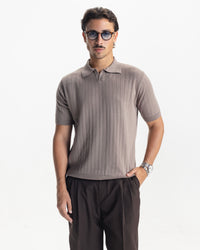 MILANO KNIT POLO - LIGHT BROWN