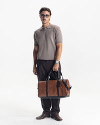 MILANO KNIT POLO - LIGHT BROWN