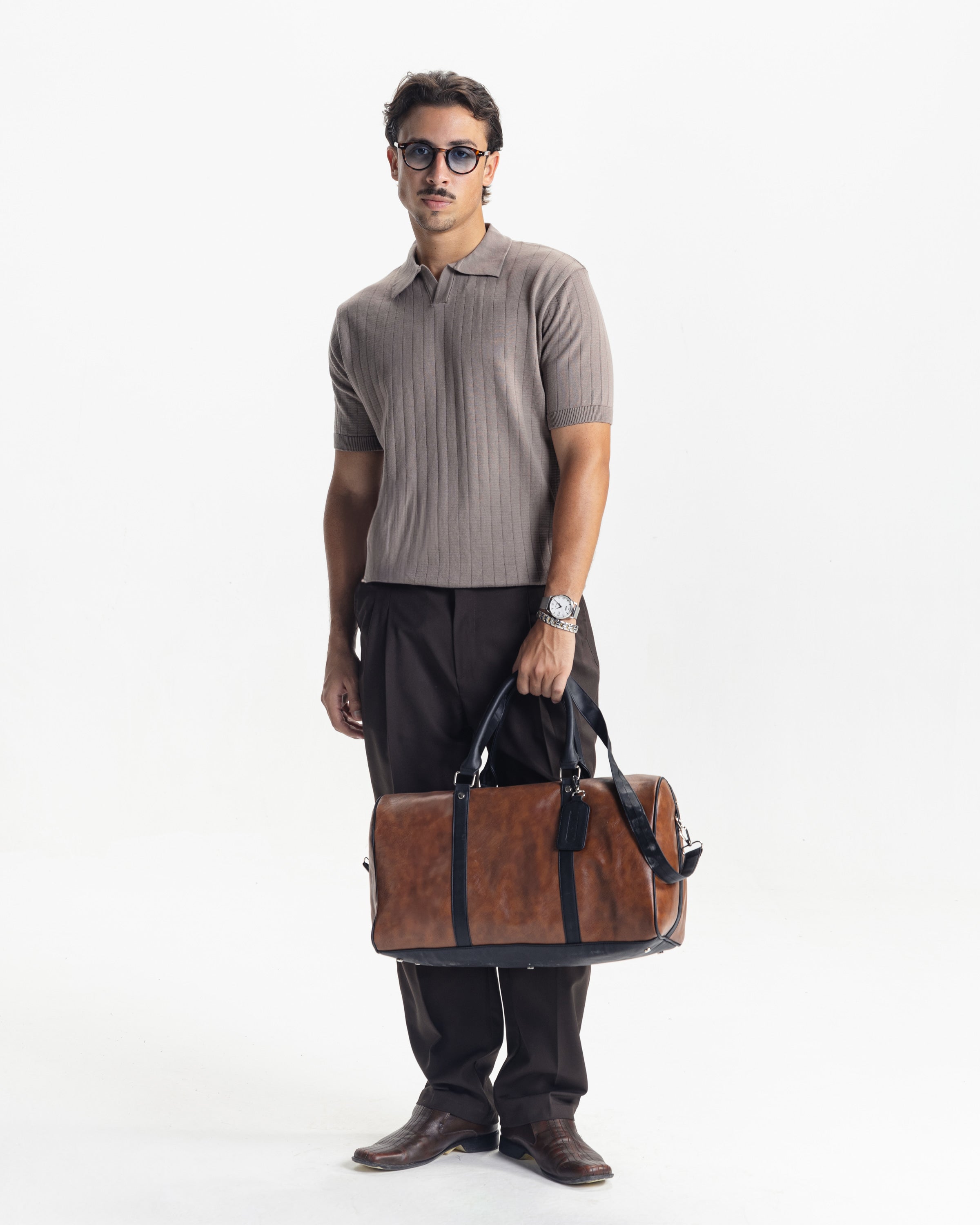 MILANO KNIT POLO - LIGHT BROWN